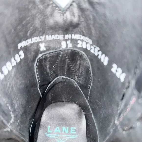 NEW Lane LEXINGTON Womens Cowboy Bootie 9.5 Black Leather Western Cowgirl Boots - Picture 8 of 10